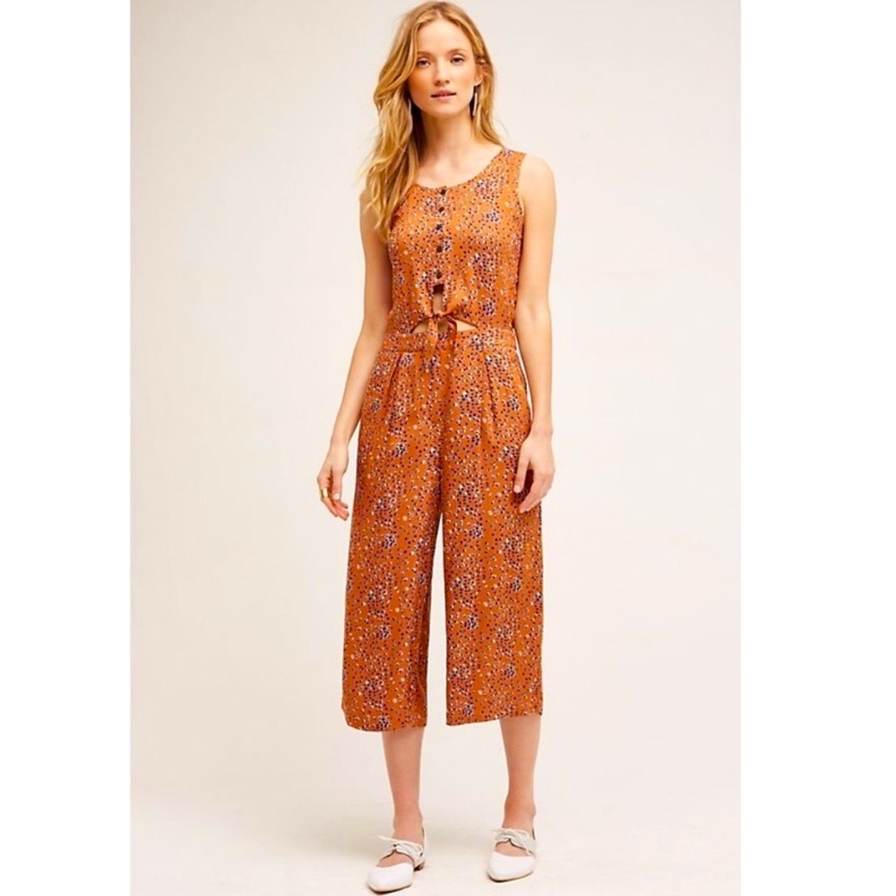 Anthropologie Cartonnier Burnt Orange Jumpsuit